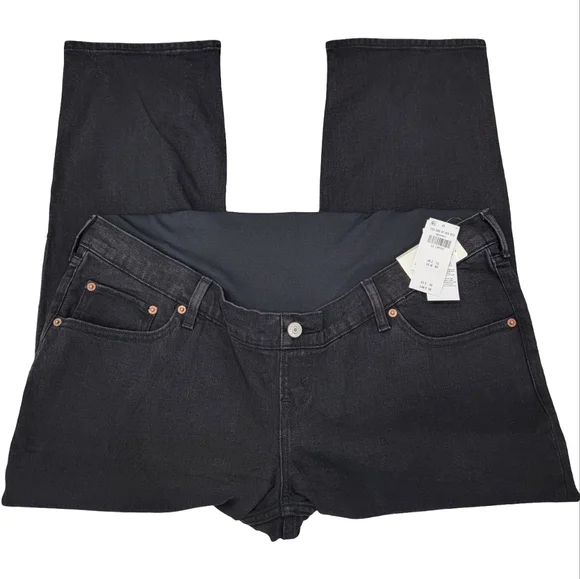 NWT Abercrombie & Fitch Maternity Ankle Straight Black Jeans Women’s 32 Short - Picture 13 of 17